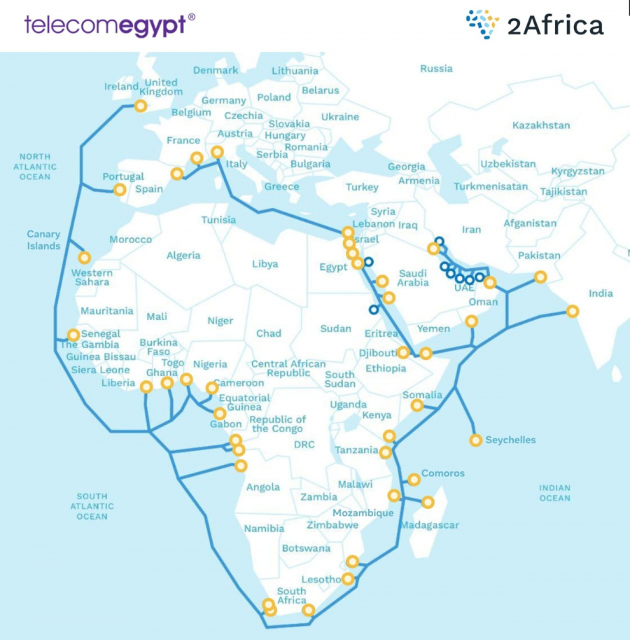 المصرية للاتصالات تعلن اكتمال مشروع الكابل البحري 2Africa الأكبر في العالم